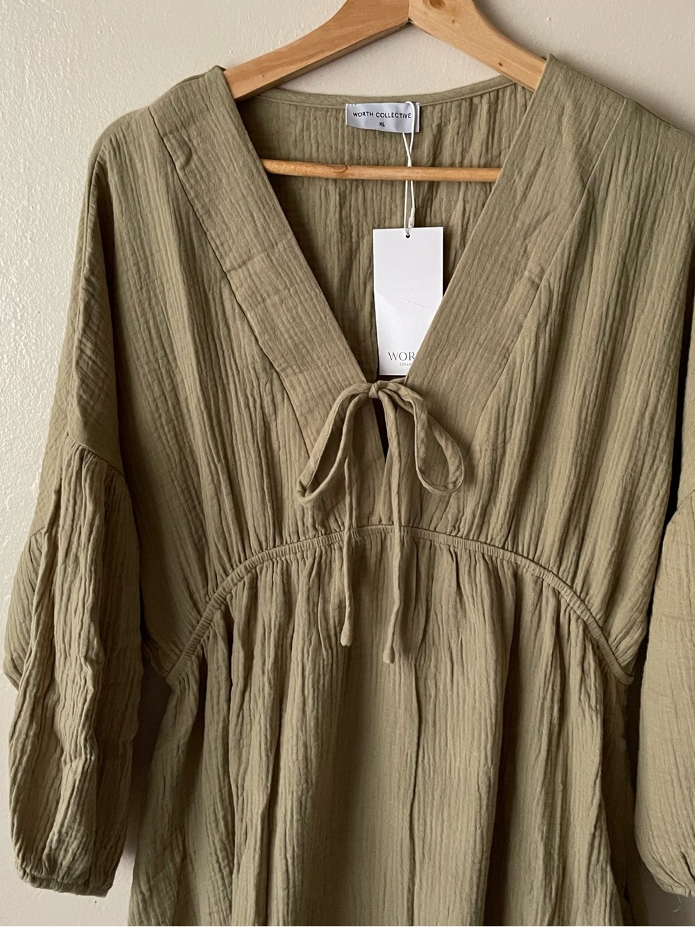 Worth Collective Cotton Gauze Lightweight Dress Green bohemian - Picture 3 of 15